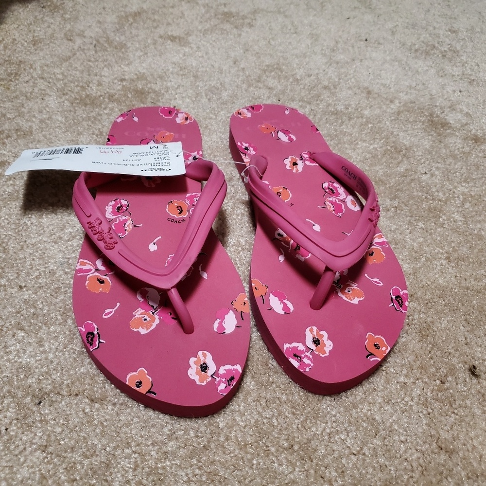 Pink Floral Coach Sandles